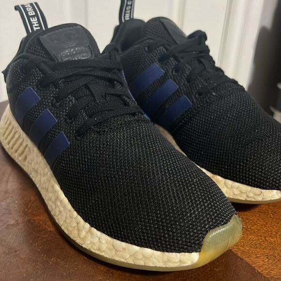 🔥🔥 ADIDAS NMD R2 Women Low-Top Sneakers - Black/Blue - Sz 7 - Good Condition - Picture 8 of 14